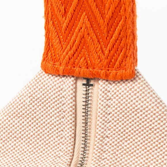 Hermes Bride-a-Brac Small Model Natural Canvas & Orange Chevron Strap Case - Picture 11 of 14